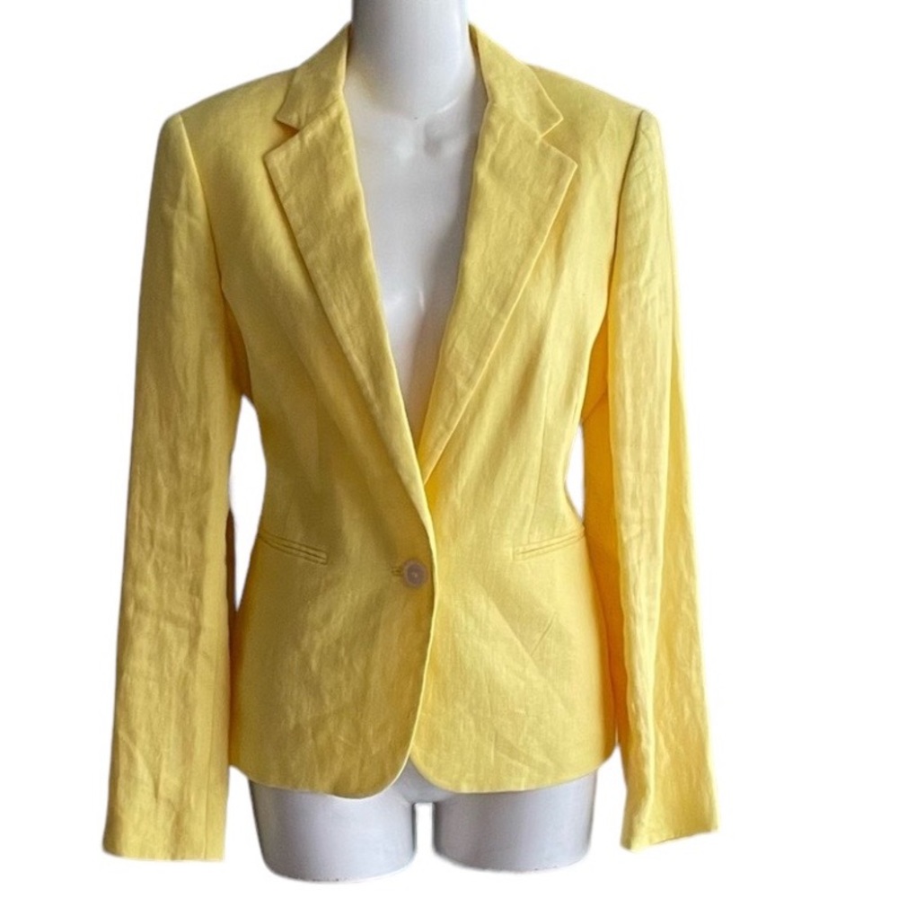 Ralph Lauren European Linen Designer blazer jacket Size 8 Yellow
